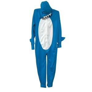 Tipsy Elves | Shark Costume Blue Front Zip Hood Teeth Fins- Size Small Mens